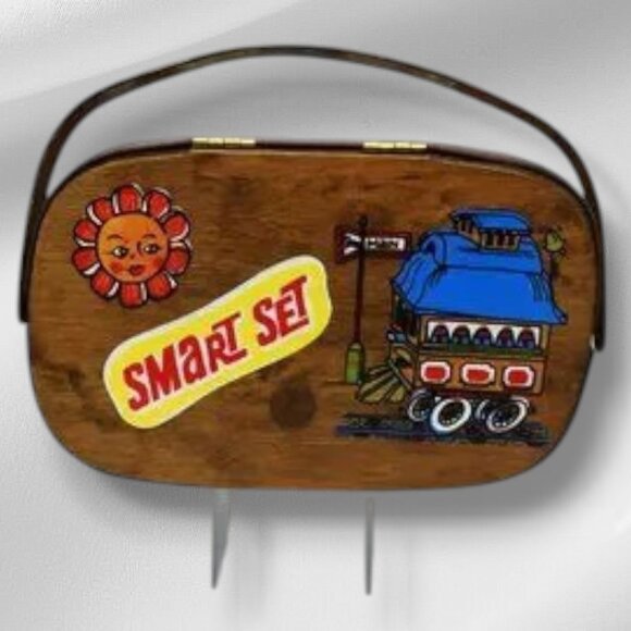 Vintage MCM Caro-Nan Basket Purse Signed Grand Rapids Streetscape Hand Painted - Picture 5 of 14